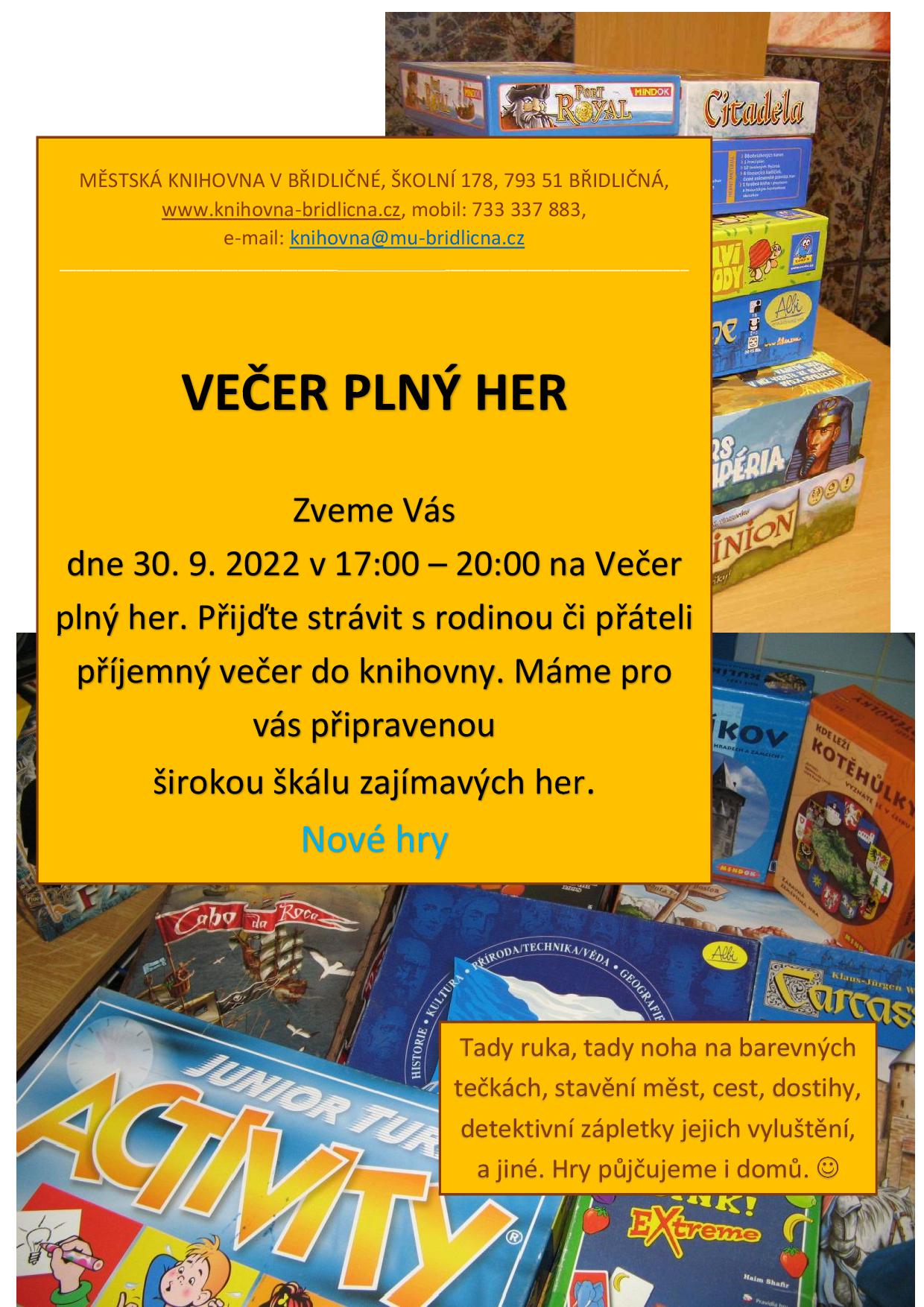 8. strana Večer plný her