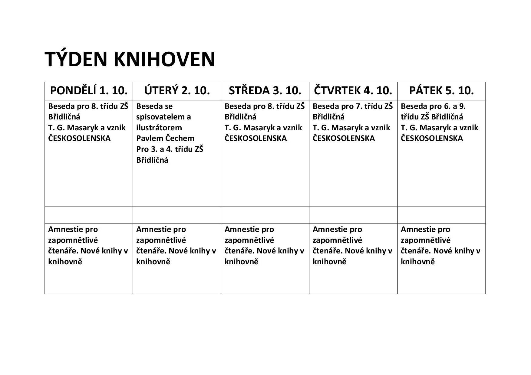 TÝDEN KNIHOVEN 2018