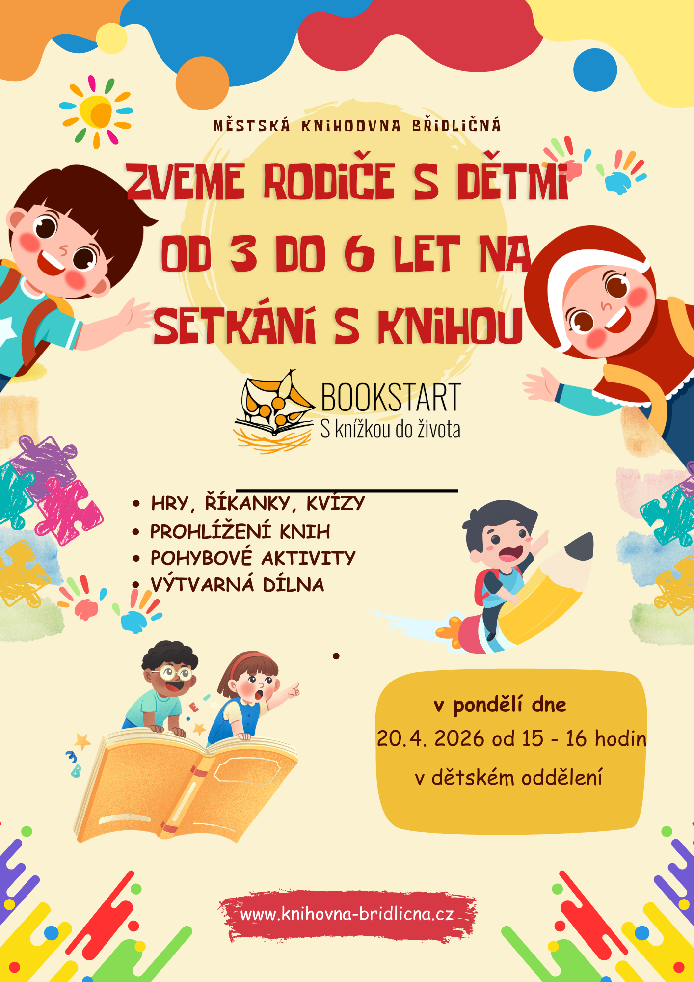 pozvánka bookstart 3 6 let Městská knihoovna Břidličná