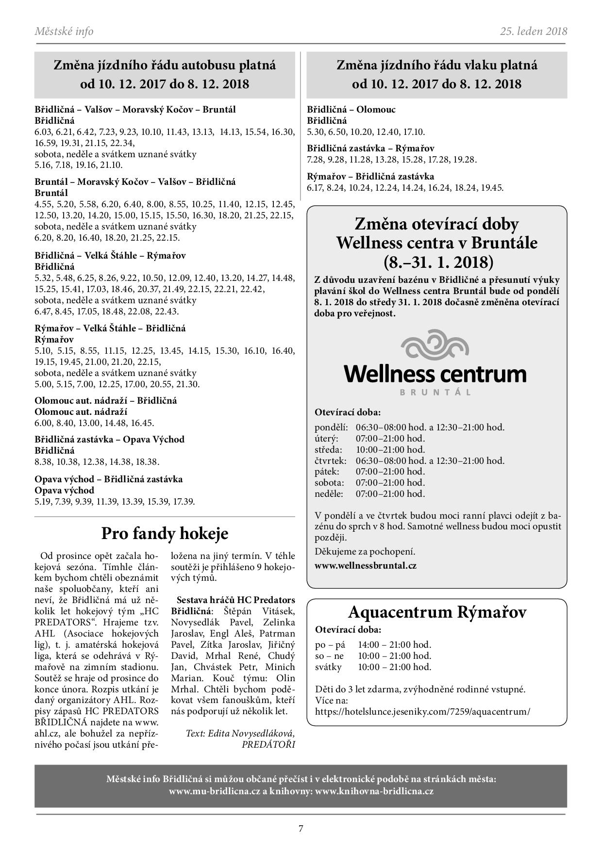 Info Břidličná leden 20187